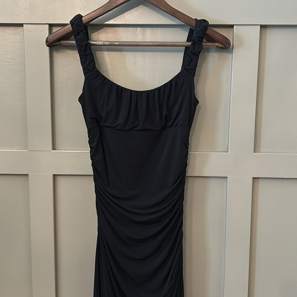 BCBGMaxAzria Black Ruched Dress Cocktail Formal Asymmetric Hem Size XS - Picture 7 of 12